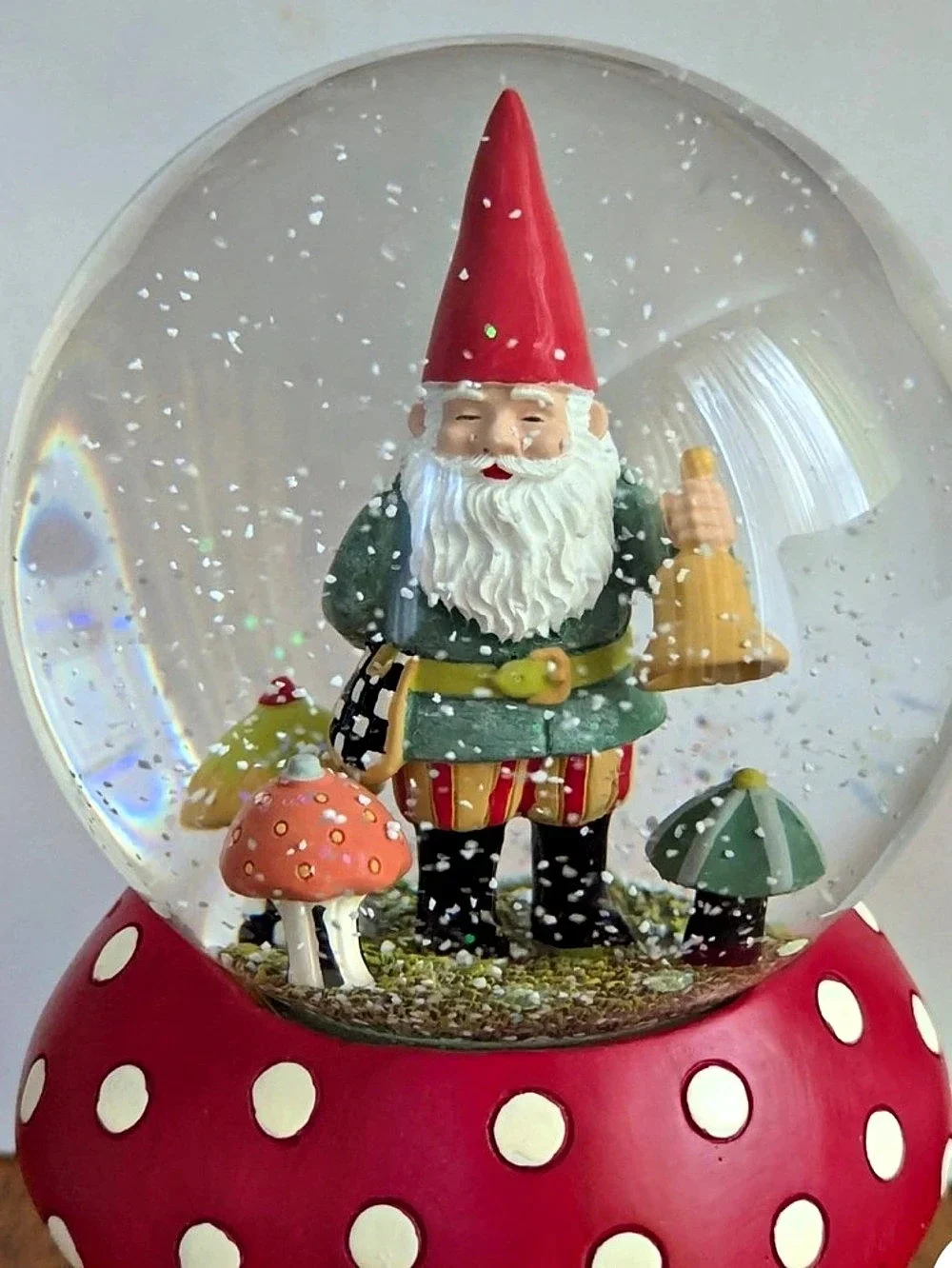 MacKenzie-Childs Santa Snow Globe Polka Dot Holiday Red